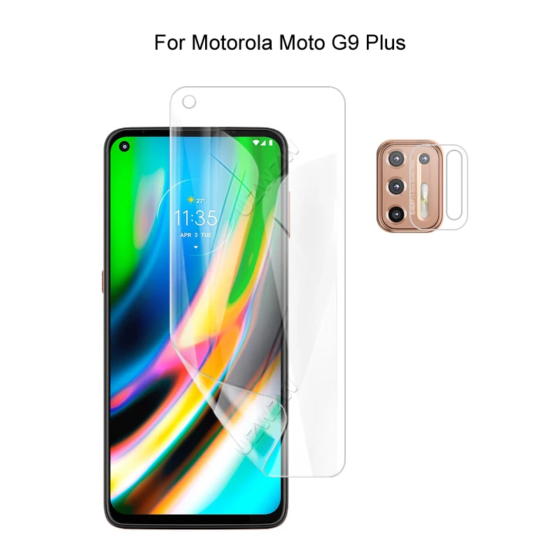 Для Motorola Moto G9 Plus Защита камеры и защита экрана HD Гидрогелевая пленка мягкое 3D