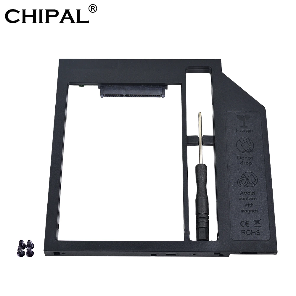 Пластиковый переходник CHIPAL для второго жесткого диска 9 5 мм SATA 3 0 Optibay 2 дюйма SSD DVD