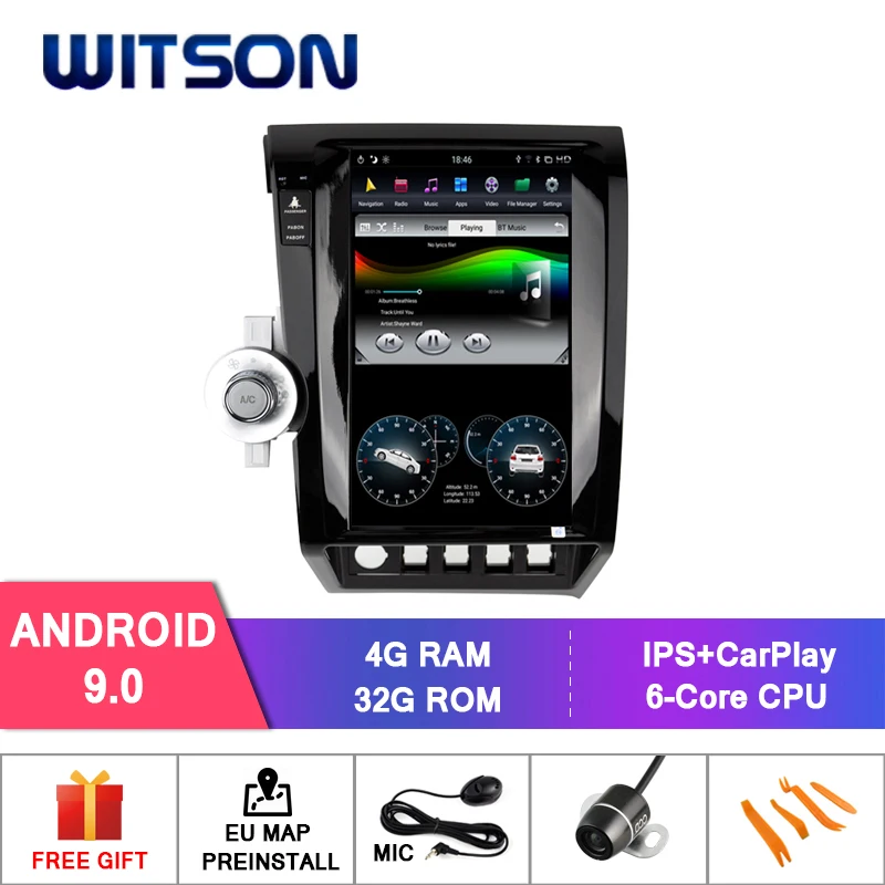 

WITSON Android 9.0 TESLA STYLE For TOYOTA TUNDRA 2007-2011 4GB 32GB GPS NAVIGATION AUTO STEREO VERTICAL SCREEN+DAB+OBD Optional