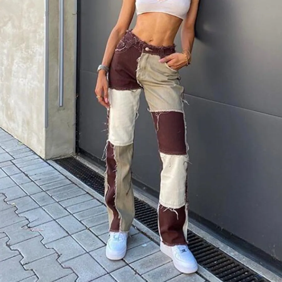 Hip-hop punk style High Waist Pants autumn winter street casual wear trousers Contrast patchwork female straight pants Lady New
Hip-hop punk style High Waist Pants autumn winter street casual wear trousers Contrast patchwork female straight pants Lady New