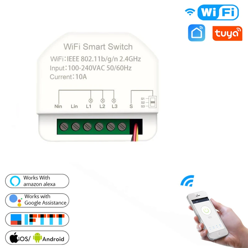 WiFi Smart Light Module AC90-250V Mini 3 Gang DIY Switch Tuya/Smart Life App Control Works With Alexa Google Home Drop Shipping
WiFi Smart Light Module AC90-250V Mini 3 Gang DIY Switch Tuya/Smart Life App Control Works With Alexa Google Home Drop Shipping