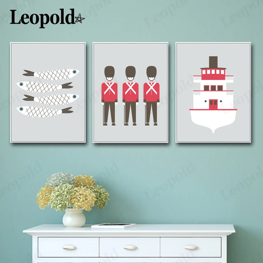 Nordic Cartoon Fish Boat Canvas Poster Fish School Soldier Painting Wall Art Modern Children's Room Home Decoration Accessories
Nordic Cartoon Fish Boat Canvas Poster Fish School Soldier Painting Wall Art Modern Children's Room Home Decoration Accessories