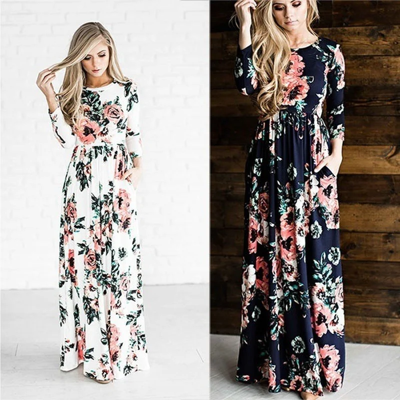 Houthion New Long Sleeve Women's Dresses Printed Flowers O-neck Maxi Dress Loose Fashion Casual Ankle-Length High Waist Print
Houthion New Long Sleeve Women's Dresses Printed Flowers O-neck Maxi Dress Loose Fashion Casual Ankle-Length High Waist Print