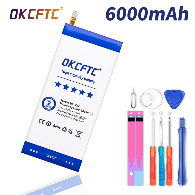 6000mAh BL-T24 Battery For LG K220 k220dsk X Power k220ds k220z k220dsz k220y ls755 BL T24 Bateria + Free tool
6000mAh BL-T24 Battery For LG K220 k220dsk X Power k220ds k220z k220dsz k220y ls755 BL T24 Bateria + Free tool