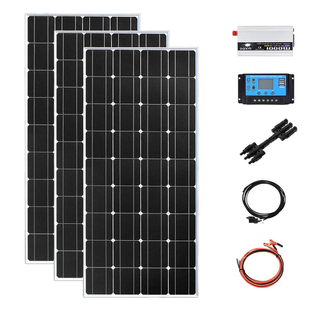 Off-grid Solar panel System 360W 12v 110V 220v battery charger plate Photovoltaic for home RVs trailers mobile home
Off-grid Solar panel System 360W 12v 110V 220v battery charger plate Photovoltaic for home RVs trailers mobile home