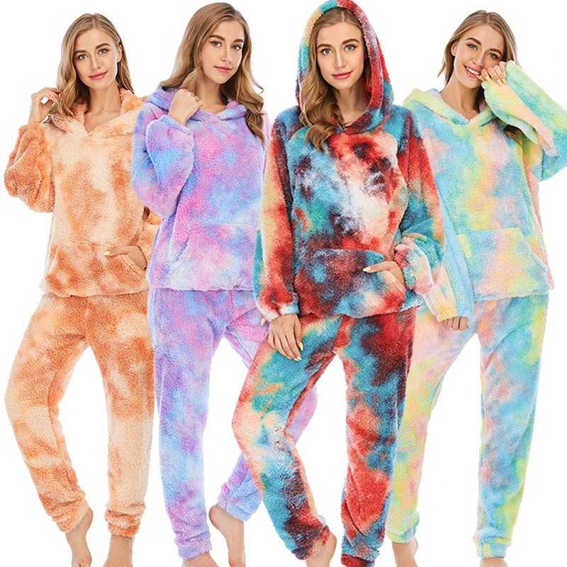 Hooded Winter Loungewear Women Coral Fleece Pyjama Set Tie-dye Home Wear Lounge Set Women Long Sleeve Lounge Wear Sleepwear
Hooded Winter Loungewear Women Coral Fleece Pyjama Set Tie-dye Home Wear Lounge Set Women Long Sleeve Lounge Wear Sleepwear