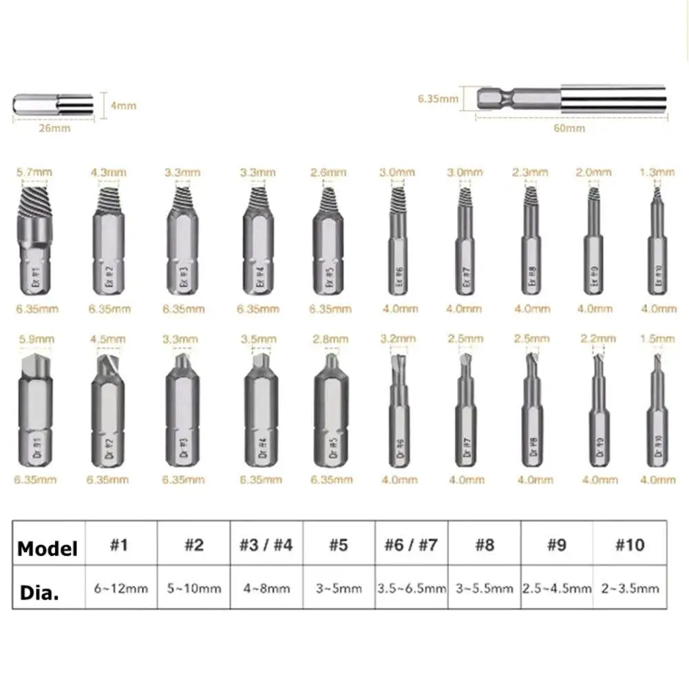 22-piece Damaged Screw Extractor Speed Out Drilling Remove Remover Broken Extraction Bolt Screw Tool C5U5
22-piece Damaged Screw Extractor Speed Out Drilling Remove Remover Broken Extraction Bolt Screw Tool C5U5