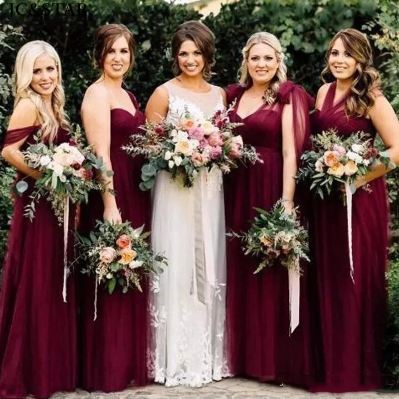 robe demoiselle d honneur femme new tulle sexy sweetheart conversion burgundy bridesmaid dress long vestido para boda invitada 
robe demoiselle d honneur femme new tulle sexy sweetheart conversion burgundy bridesmaid dress long vestido para boda invitada