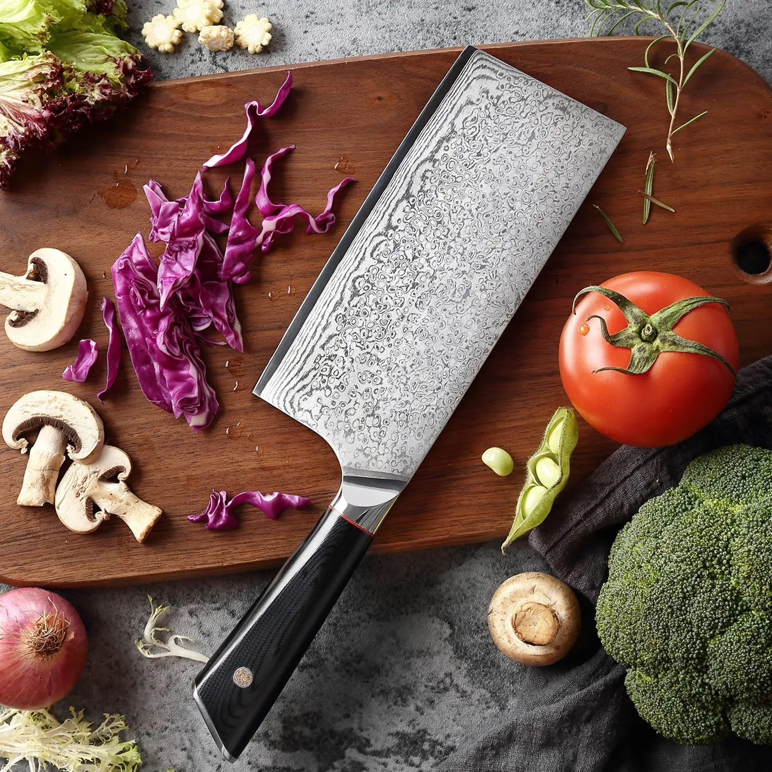 

Дамасский кухонный нож шеф-повара из нержавеющей стали для нарезки мяса двойного назначения мясница инструменты для готовки