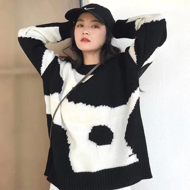 Zoki Autumn Cow Sweater Women Casual Loose Lady Pullovers Elegant Print Mujer Sweaters Winter Clothes Korean Fashion New
Zoki Autumn Cow Sweater Women Casual Loose Lady Pullovers Elegant Print Mujer Sweaters Winter Clothes Korean Fashion New