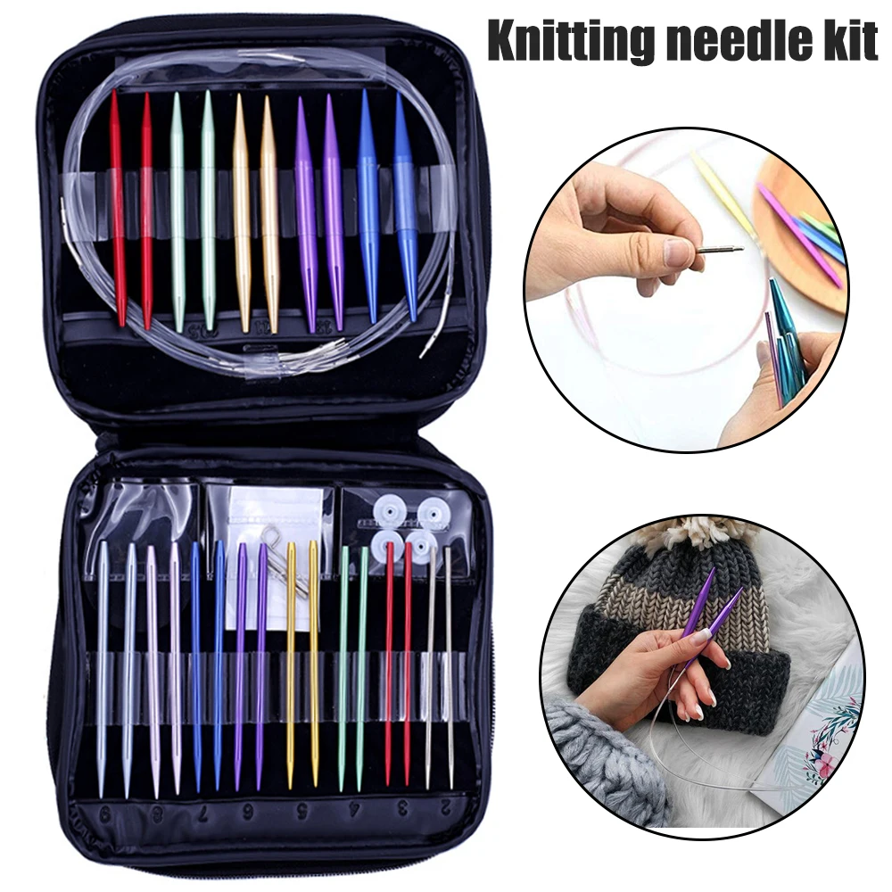 26PCS Multicolor Circular Aluminum Interchangeable Knitting Needles Head Set DIY with Storage Case wool Crafts Sewing tools
26PCS Multicolor Circular Aluminum Interchangeable Knitting Needles Head Set DIY with Storage Case wool Crafts Sewing tools