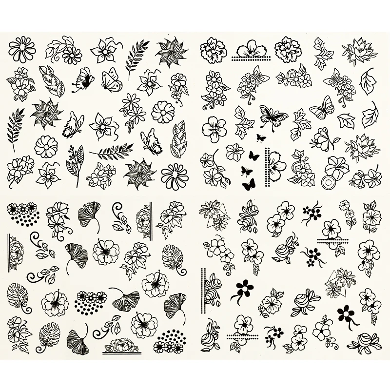 12pcs Black Floral Butterfly Water Nail Stickers Hollow Design Nail Art Decal Water Transfer Slider Decor Manicure
12pcs Black Floral Butterfly Water Nail Stickers Hollow Design Nail Art Decal Water Transfer Slider Decor Manicure