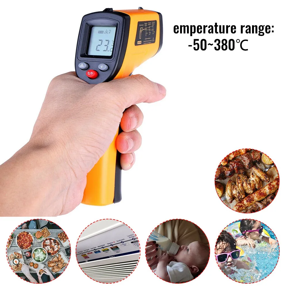 Digital Infrared Thermometer Handheld Temperature Tool NonContact IR Point Home Bbq Camping Kitchen Thermometer Thermostat
Digital Infrared Thermometer Handheld Temperature Tool NonContact IR Point Home Bbq Camping Kitchen Thermometer Thermostat