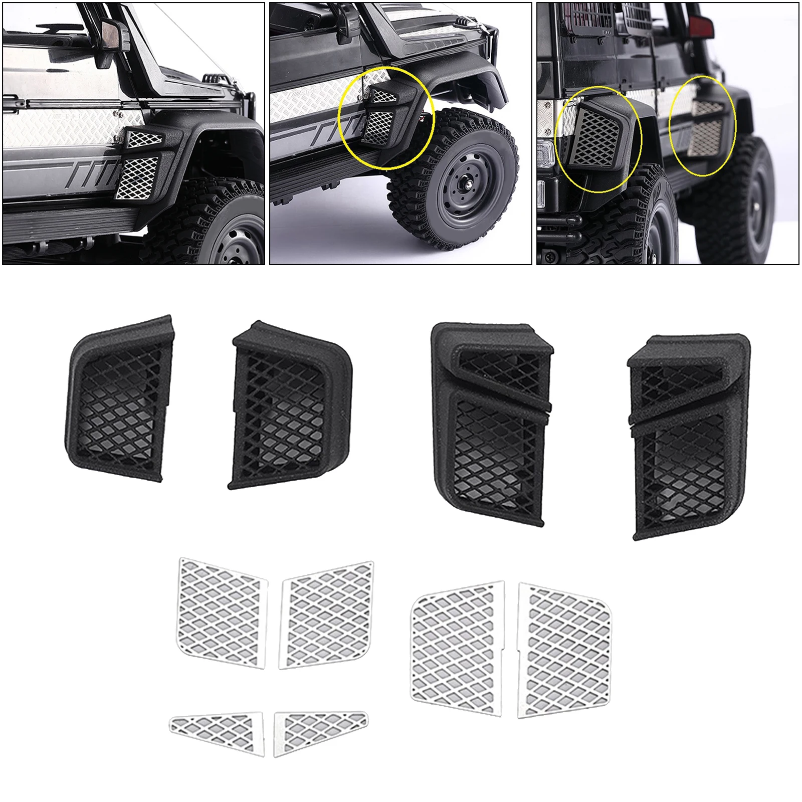 RC Car Wheel Eyebrow Side Exhaust Grille for MN86S MN86 MN86KS MN86K G500 1:12 Scale RC Car DIY Accessories 
RC Car Wheel Eyebrow Side Exhaust Grille for MN86S MN86 MN86KS MN86K G500 1:12 Scale RC Car DIY Accessories