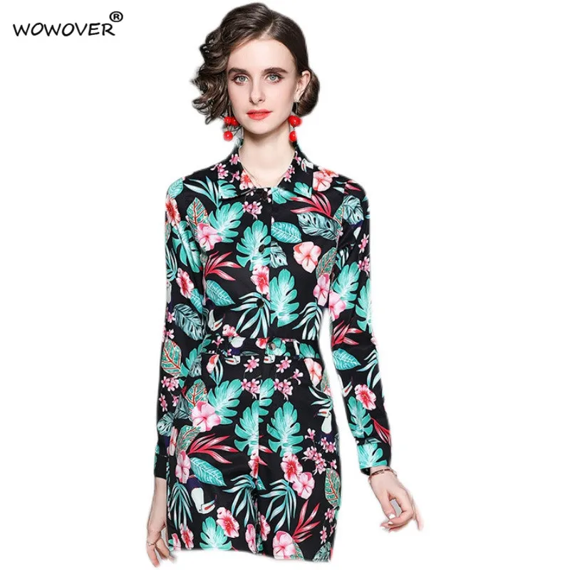 Fashion Summer Runway 2 Piece Set Women Long Sleeve Tropical Print Shirt and Shorts Suit Office Lady Casual Beach Outfits
Fashion Summer Runway 2 Piece Set Women Long Sleeve Tropical Print Shirt and Shorts Suit Office Lady Casual Beach Outfits