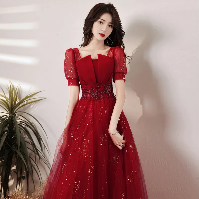 Gorgeous Burgundy Ball Gown 2022 New Elegant Beaded Long Party Dress Vintage Square Collar Slim Formal Prom Dresses
Gorgeous Burgundy Ball Gown 2022 New Elegant Beaded Long Party Dress Vintage Square Collar Slim Formal Prom Dresses