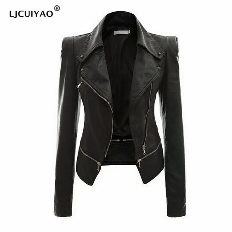 LJCUIYAO Women Autumn Jacket PU Faux Leather Turn-Down Collar Feminina Bomber Jackets Streetwear Zipper Splicing Black Coats
LJCUIYAO Women Autumn Jacket PU Faux Leather Turn-Down Collar Feminina Bomber Jackets Streetwear Zipper Splicing Black Coats