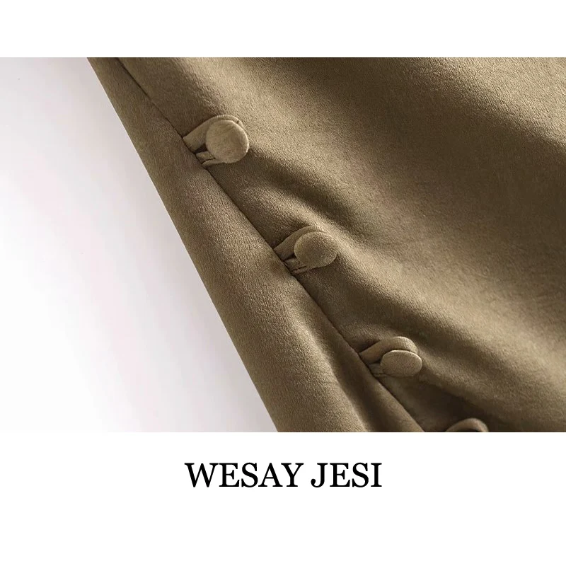 WESAY JESI Dress With Open Shoulders Solid Color Mid-Length Ladies Long Skirt Button Decoration Side Slit Vintage Backless 
WESAY JESI Dress With Open Shoulders Solid Color Mid-Length Ladies Long Skirt Button Decoration Side Slit Vintage Backless