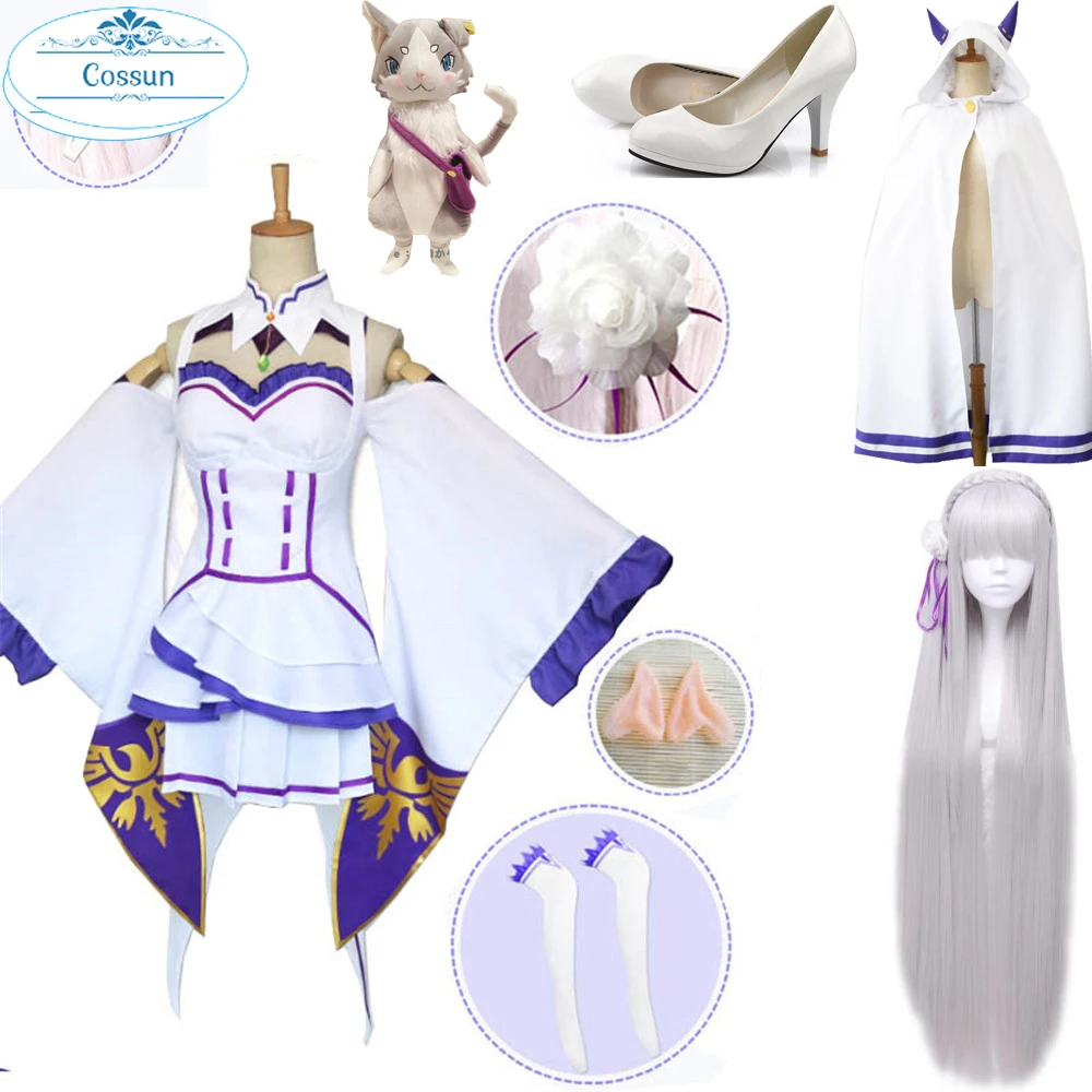 Re Zero Kara Hajimeru Seikatsu Emilia Wigs Cosplay Costumes Women Dress With Headdress For Halloween Party
Re Zero Kara Hajimeru Seikatsu Emilia Wigs Cosplay Costumes Women Dress With Headdress For Halloween Party
