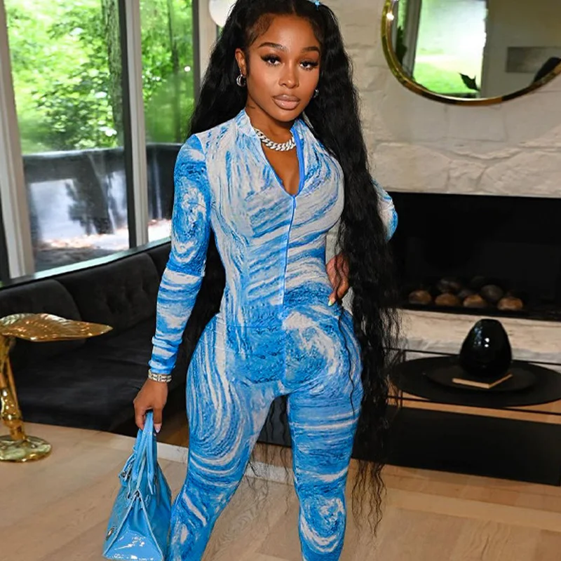 Printed Jumpsuit For Women O Neck Zipper Long Sleeves Bodycon Fashion Sheath Body-Shaping One Piece Clothing
Printed Jumpsuit For Women O Neck Zipper Long Sleeves Bodycon Fashion Sheath Body-Shaping One Piece Clothing