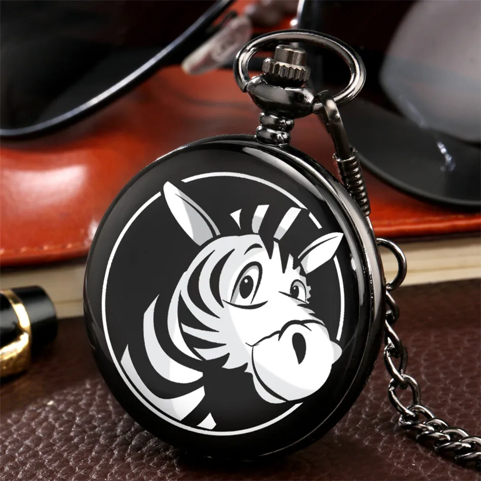 Lovely Cartoon Zebra Head Printed Quartz Pocket Watch Antique Black Fob Pendant Clock Arabic Numerals Analog Pocket Watches Gift
Lovely Cartoon Zebra Head Printed Quartz Pocket Watch Antique Black Fob Pendant Clock Arabic Numerals Analog Pocket Watches Gift