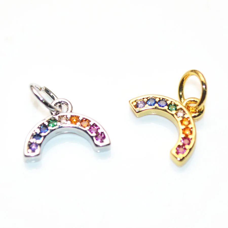 5x7mm Mini Size Rainbow Shape Gold Silver Plating Colorful Zircon Cubic Setting Charms Fashion Bracelet Making Findings
5x7mm Mini Size Rainbow Shape Gold Silver Plating Colorful Zircon Cubic Setting Charms Fashion Bracelet Making Findings
