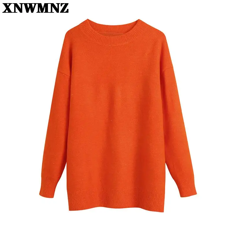 

XNWMNZ 2021 осень зима 15% шерстяной свитер однотонный зеленый свитер с круглым вырезом мягкие теплые вязаные топы