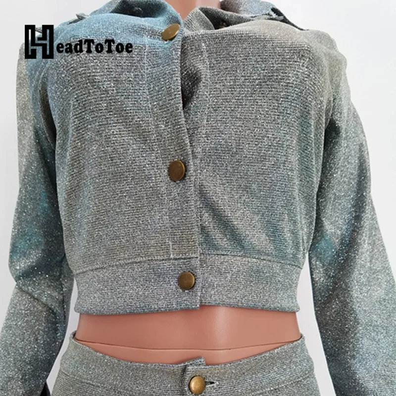 Skinny Sexy Glitter Solid Women's Sets Full Sleeve Turn Down Collar Two Pieces Set
Skinny Sexy Glitter Solid Women's Sets Full Sleeve Turn Down Collar Two Pieces Set