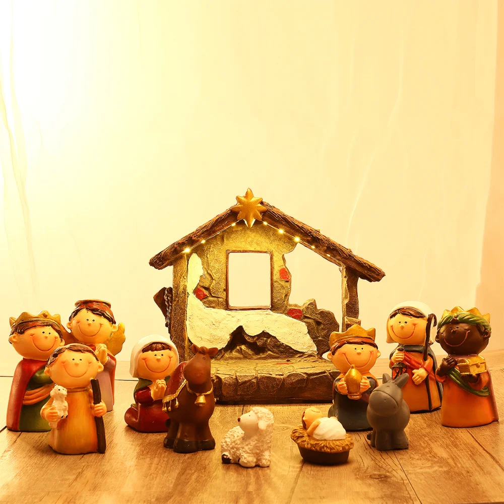 UNOMOR Christmas Nativity Scene Resin Nativity Figurines Ornament Nativity Set Stable for Home Church Decoration
UNOMOR Christmas Nativity Scene Resin Nativity Figurines Ornament Nativity Set Stable for Home Church Decoration