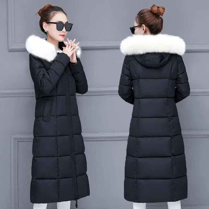 Женская куртка-парка всесезонное зимнее пальто с большим меховым воротником