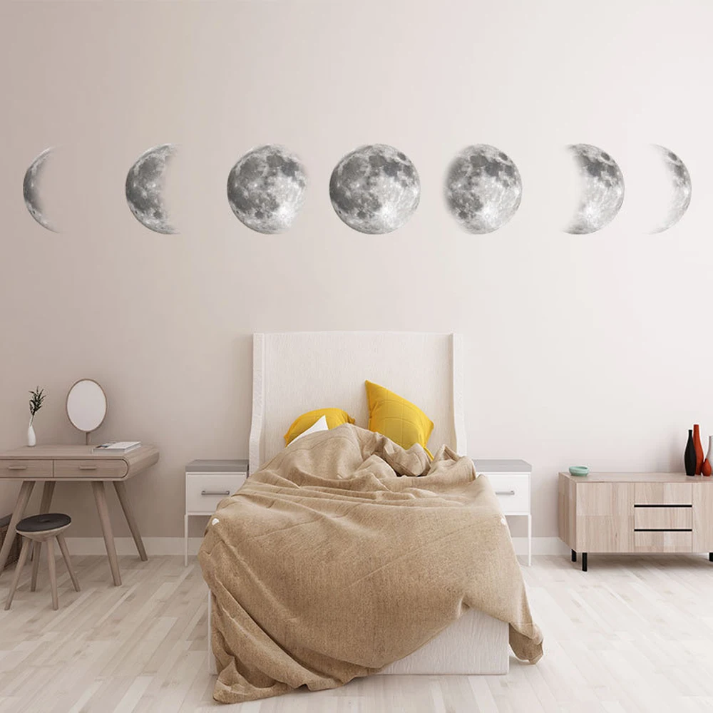 3D Наклейка на стену Moon Phase ПВХ золото серебро луна художественная наклейка