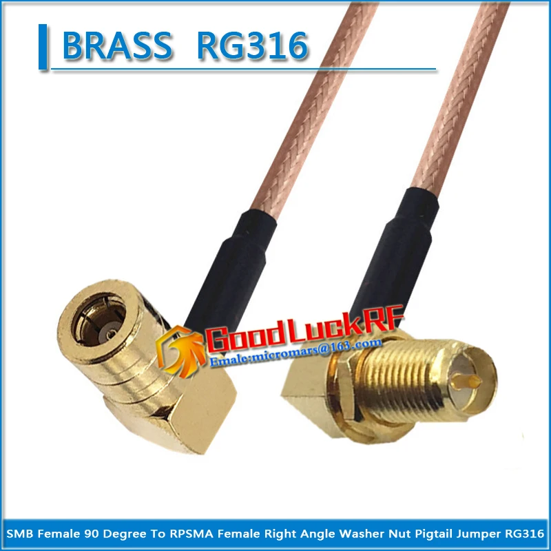 1X SMB Female 90 Degree to RPSMA RP-SMA RP SMA Female Right Angle Washer O-ring Bulkhead Panel Nut Pigtail Jumper RG316 Cable
1X SMB Female 90 Degree to RPSMA RP-SMA RP SMA Female Right Angle Washer O-ring Bulkhead Panel Nut Pigtail Jumper RG316 Cable