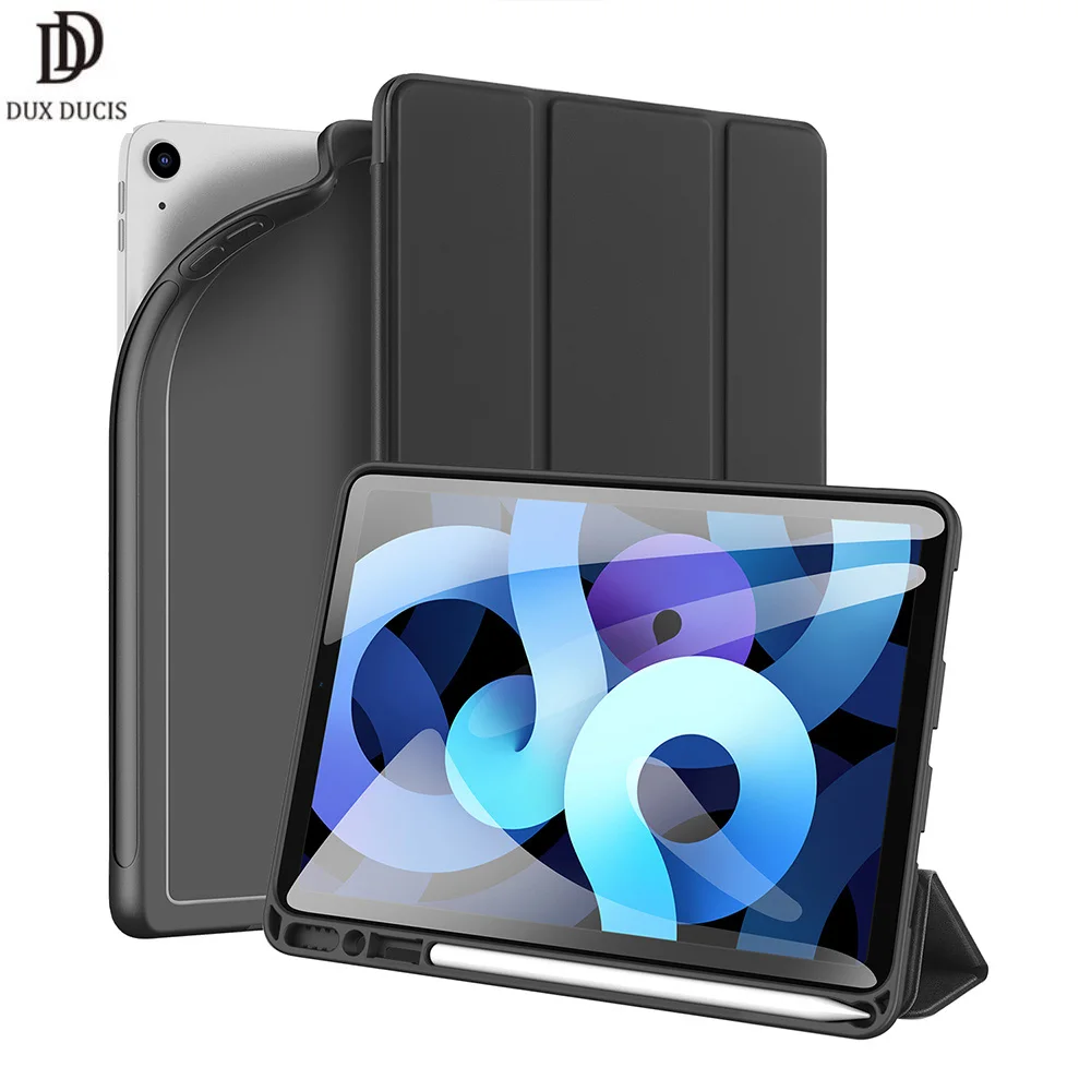 

Tablet Leather Case For iPad air4 10.9 Smart Sleep Wake DUX DUCIS OSOM Series with Pencil Holder Trifold Stand Clear Back