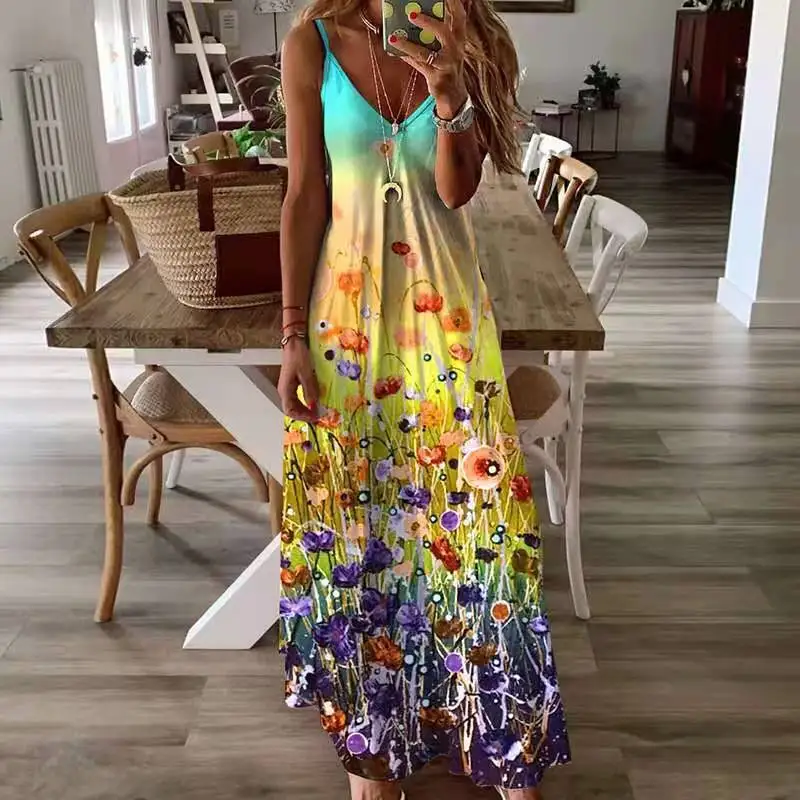 New Summer Women Sexy Casual Loose Strap Dress V-Neck Print Sleeveless Fashion Swing Beach Holiday Party
New Summer Women Sexy Casual Loose Strap Dress V-Neck Print Sleeveless Fashion Swing Beach Holiday Party