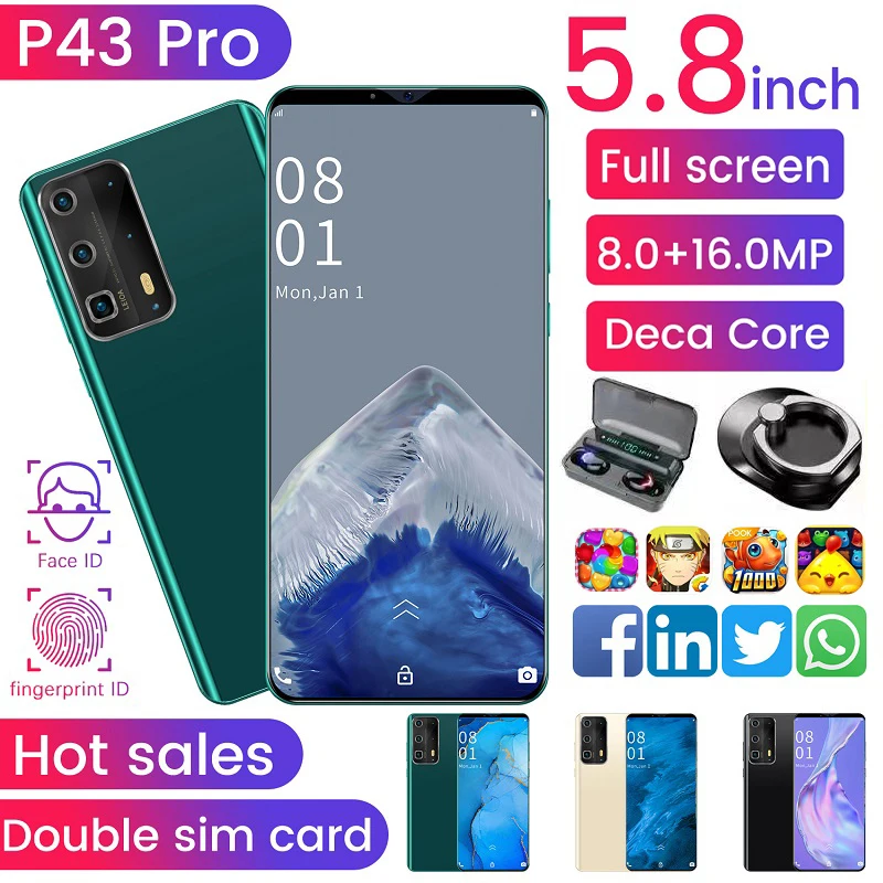 P43 Pro Smartphone Global Version 12GB+512GB 5.8 Inch MobilePhone Fingerprint Face Unlock Cellphone 1440*3200 5G Android 10.0
P43 Pro Smartphone Global Version 12GB+512GB 5.8 Inch MobilePhone Fingerprint Face Unlock Cellphone 1440*3200 5G Android 10.0