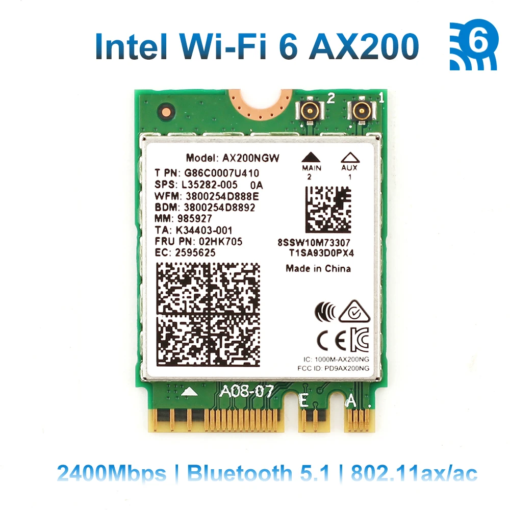 2 4G/5 Гбит/с Wi-Fi 6 AX200NGW двухдиапазонный 802.11Ax/Ac MU-MIMO 2X2 Wifi AX200 NGFF M.2 Bluetooth 5 0 сетевая Wlan