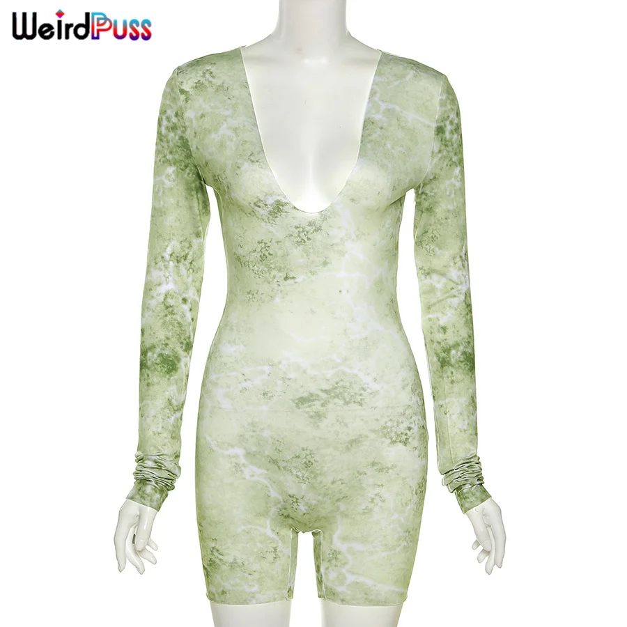 Weird Puss Tie Dye Sexy Hollow Playsuit Women Deep V-Neck Romper Autumn Long Sleeve Skinny Elastic Bodycon Fashion Streetwear
Weird Puss Tie Dye Sexy Hollow Playsuit Women Deep V-Neck Romper Autumn Long Sleeve Skinny Elastic Bodycon Fashion Streetwear