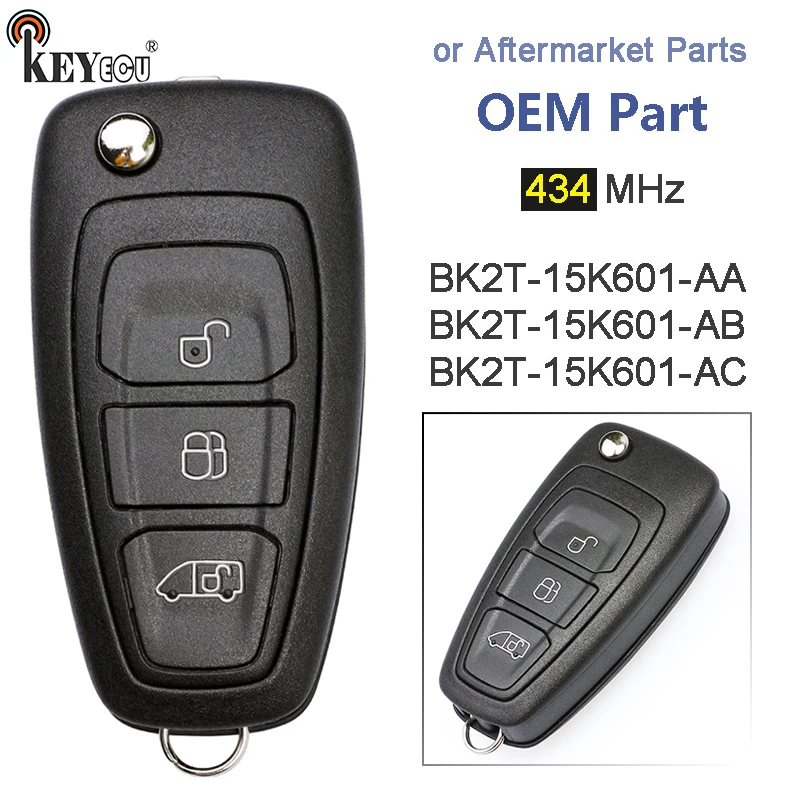 KEYECU 434 МГц 63 + BK2T 15K601 AA/ AB/ AC A2C53435329 OEM / Aftermarket пульт дистанционного ключа для Ford Transit