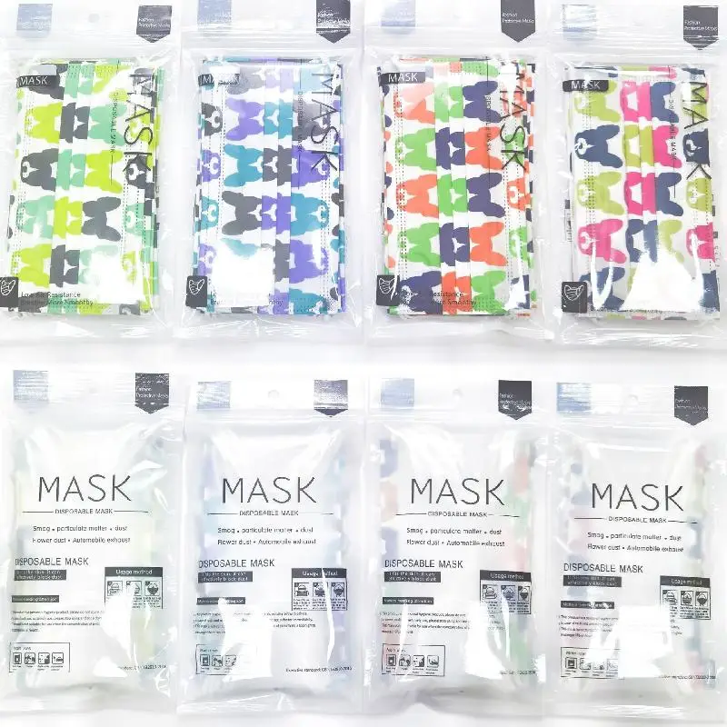 

50/100/200pcs Masks Disposable Adult/child Dog Pattern Color Face Mask 3-layer Ply Meltblown Cloth Filter Facemask Mascarillas