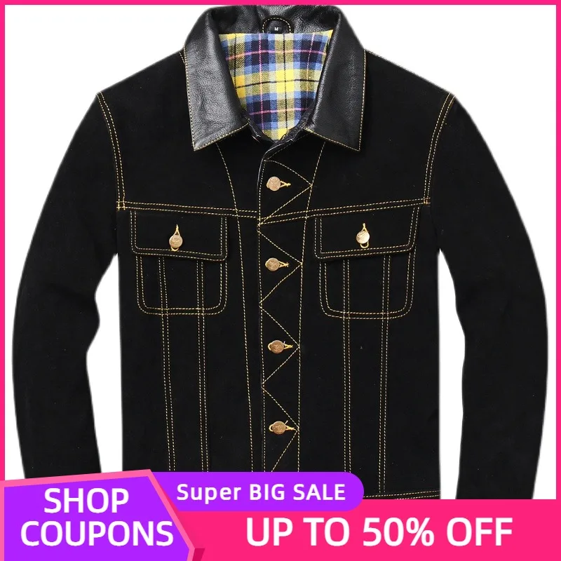 2021 Black Genuine Leather Jacket Men Casual Style Single Breastd Plus Size 4XL Natural Cow Suede Autumn Slim Fit Short Coat 
2021 Black Genuine Leather Jacket Men Casual Style Single Breastd Plus Size 4XL Natural Cow Suede Autumn Slim Fit Short Coat