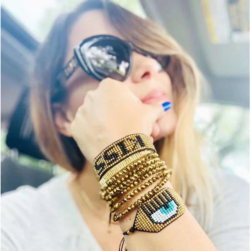 Rttooas MIYUKI Турецкий Дурной глаз браслет женский Pulseria Mujer 2019 модный поцелуй письмо с