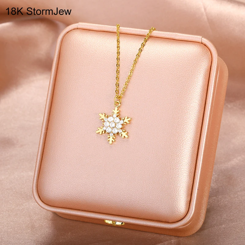 Snowflake Charm Necklaces For Women Girl Stainless Steel Zircon Pendant Necklace Winter Accessories Chain Jewelry Christmas Gift
Snowflake Charm Necklaces For Women Girl Stainless Steel Zircon Pendant Necklace Winter Accessories Chain Jewelry Christmas Gift