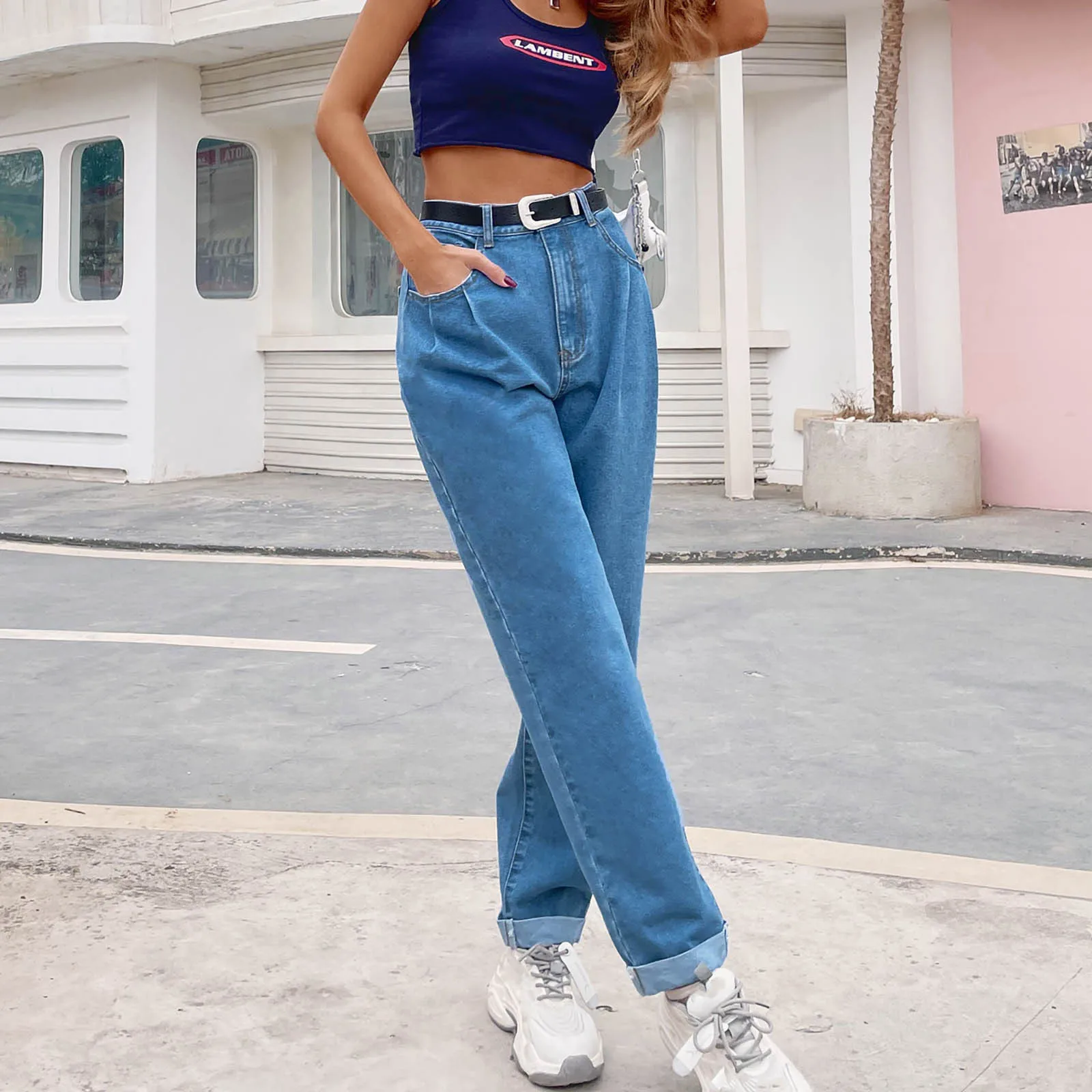 High Waist Jeans Women's Fashion Casual Loose High Waist Pocket Jeans Slim Fit Straight Pants
High Waist Jeans Women's Fashion Casual Loose High Waist Pocket Jeans Slim Fit Straight Pants