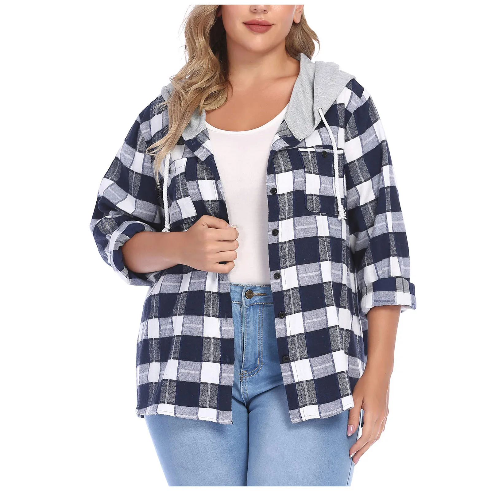Plaid Hoodie Women Fashion Autumn Long Sleeve Draw String Shirt Jacket Button Down Casual Shirts Top Female Clothes Harajuku#463
Plaid Hoodie Women Fashion Autumn Long Sleeve Draw String Shirt Jacket Button Down Casual Shirts Top Female Clothes Harajuku#463