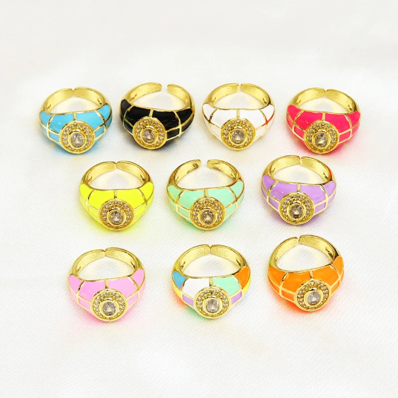 10 Piece Enamel Crystal style Bang Rings jewelry 18K Gold Plated party ring Zircon Rings 52146
10 Piece Enamel Crystal style Bang Rings jewelry 18K Gold Plated party ring Zircon Rings 52146