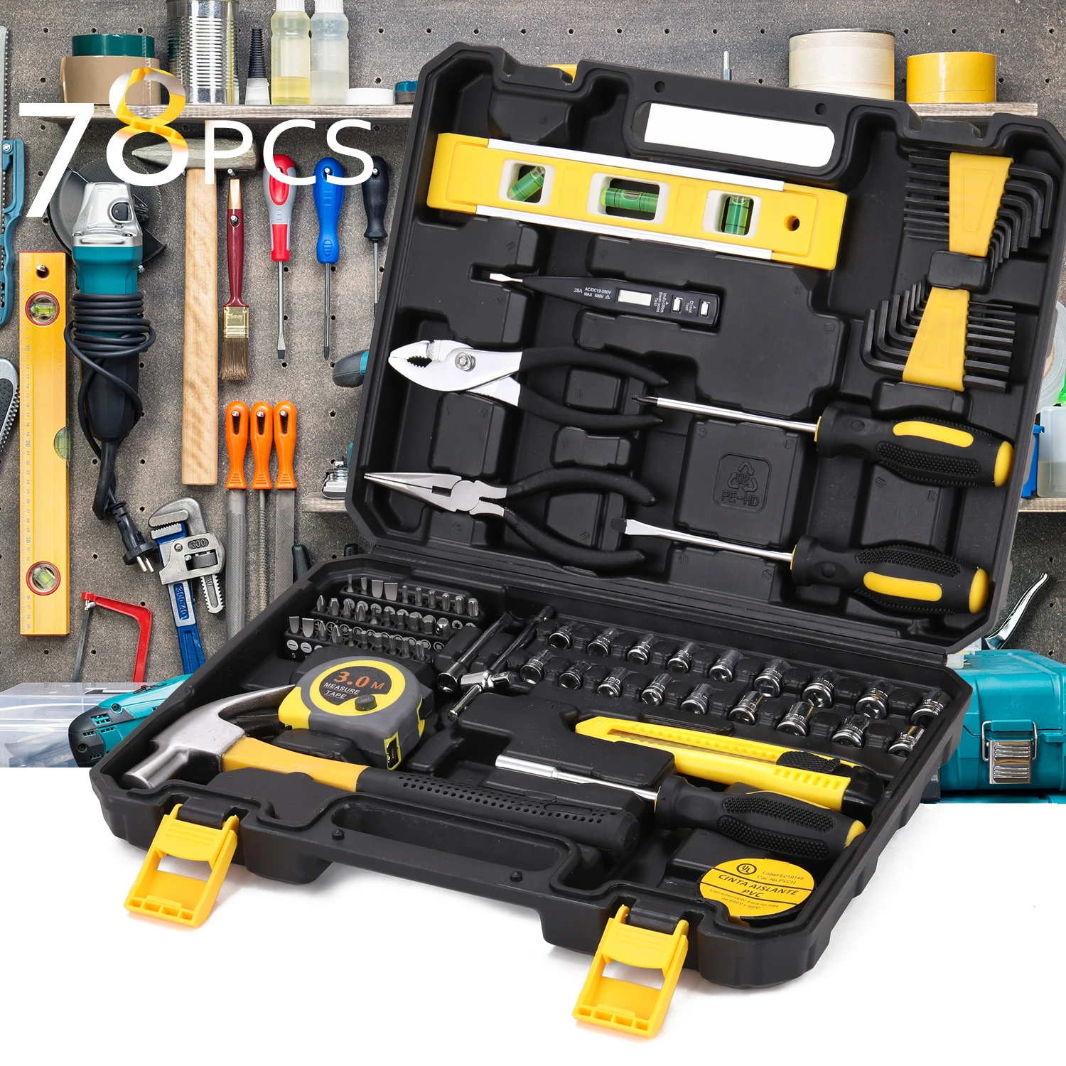 78pcs Household Combination Tool Set Hardware Tool Box Hand Tools Screwdriver Kit With Storage Box, Easy to Store and Carry
78pcs Household Combination Tool Set Hardware Tool Box Hand Tools Screwdriver Kit With Storage Box, Easy to Store and Carry