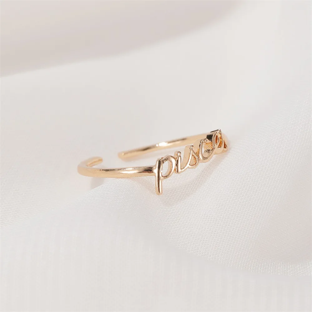 Minimalist thin Open Gold 12 Star Signs Finger Rings Birthday Friendship Jewelry Gift Personality Zodiac For Women | Украшения и