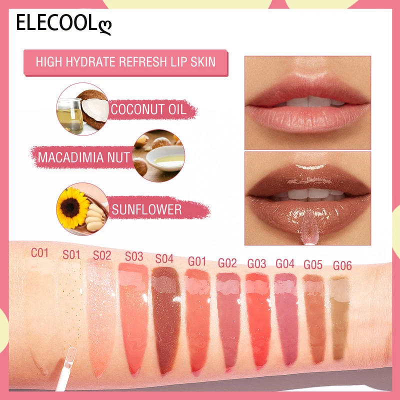 ELECOOL 11 Color Mirror Water Gloss Lip Gloss Glass Transparent Lip Gloss Moisturizing And Plumping Lips Convenient Cosmetics
ELECOOL 11 Color Mirror Water Gloss Lip Gloss Glass Transparent Lip Gloss Moisturizing And Plumping Lips Convenient Cosmetics