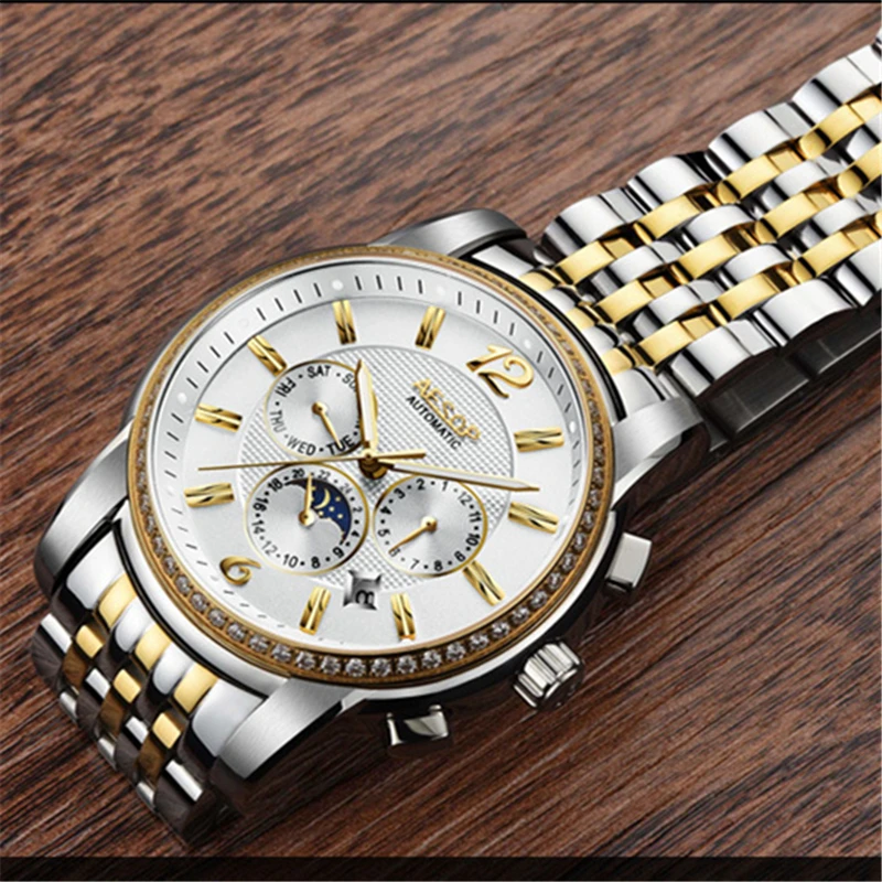 AESOP Mens Watches Top Brand Luxury Sapphire Waterproof Classic Business Automatic Watch Fashion Mechanical Wristwatches 9017
AESOP Mens Watches Top Brand Luxury Sapphire Waterproof Classic Business Automatic Watch Fashion Mechanical Wristwatches 9017