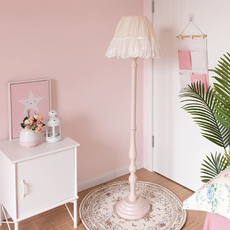 Розовая кружевная Напольная Лампа принцессы в скандинавском стиле для девочек